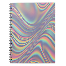 Caderno Espiral Textura de Remoinho Holográfico Iridescente