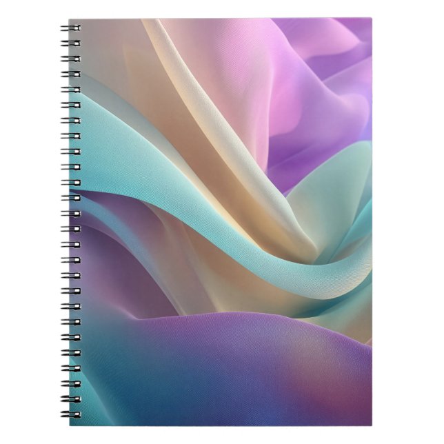 Caderno Espiral Textura de Tecido Abstrato em Tons Pastéis (Frente)