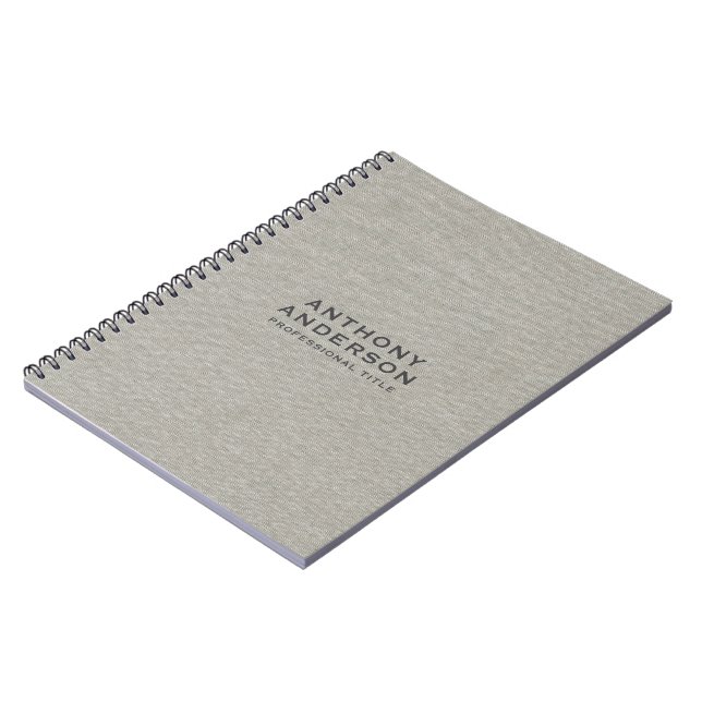 Caderno Espiral Textura de Tecido Cinza Quente (Left Side)