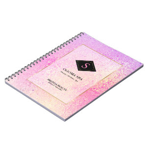 Caderno Espiral Textura de vidro iridescente, rosa-claro e amarelo