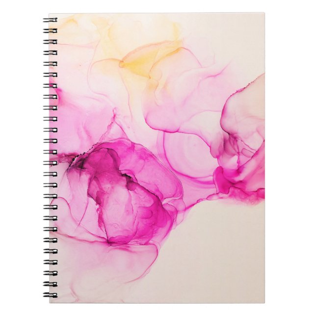 Caderno Espiral Textura do mar de tinta a álcool. Arte contemporân (Frente)