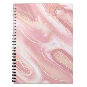 Caderno Espiral Textura elegante de mármore. tex rosa dourado lí