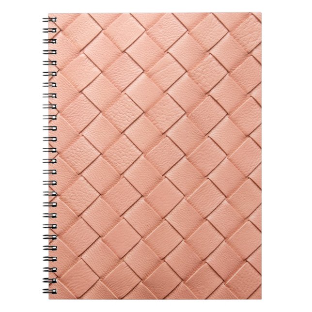 Caderno Espiral Textura em couro de tecido de rosa claro (Frente)