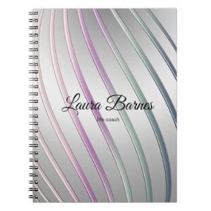 Caderno Espiral Textura geométrica dinâmica. Nome