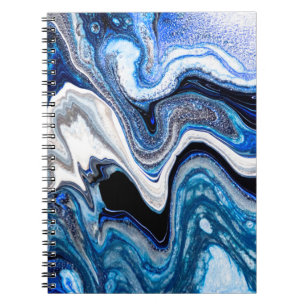Caderno Espiral textura líquida de abstrato marble em branco prat