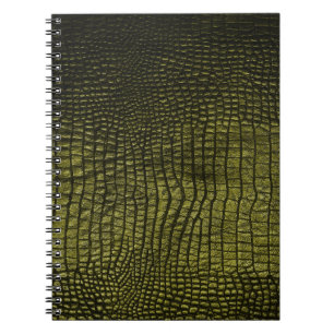 Caderno Espiral Textura luxuosa de crocodilo escuro.