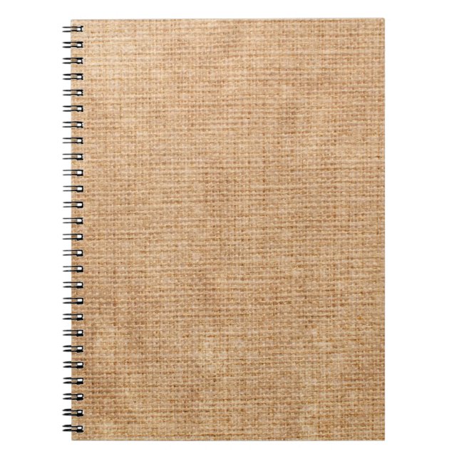 Caderno Espiral Textura natural de linho como bagaço de fundo, beg (Frente)
