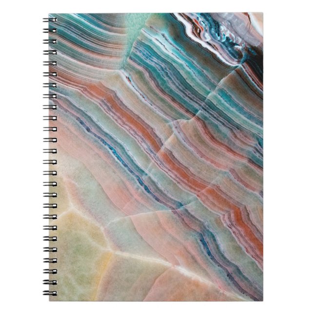 Caderno Espiral textura onyx marble, fundo de pedras naturais (Frente)