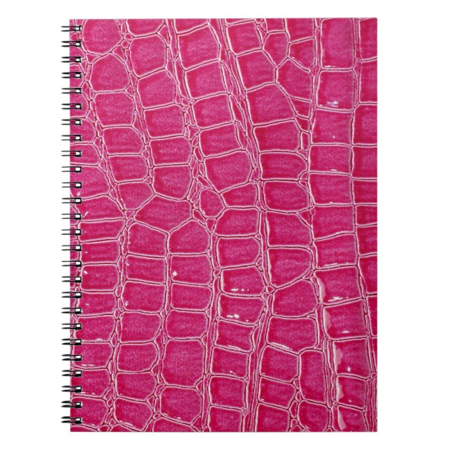 Caderno Espiral Textura Padrão do Alligador Rosa (Frente)