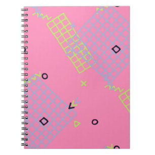 Caderno Espiral Textura Retro Memphis. Fundo sem costura em Tren