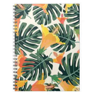 Caderno Espiral Textura Têxtil Tropical Exótica Colorida