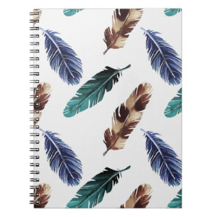 Caderno Espiral Textura Tribal de Penas Coloridas