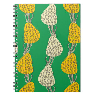 Caderno Espiral Textura vegetativa sem costura com árvores de dese