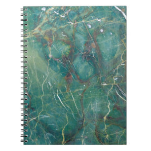 Caderno Espiral Textura verde de mármore malaquita, estrutura det