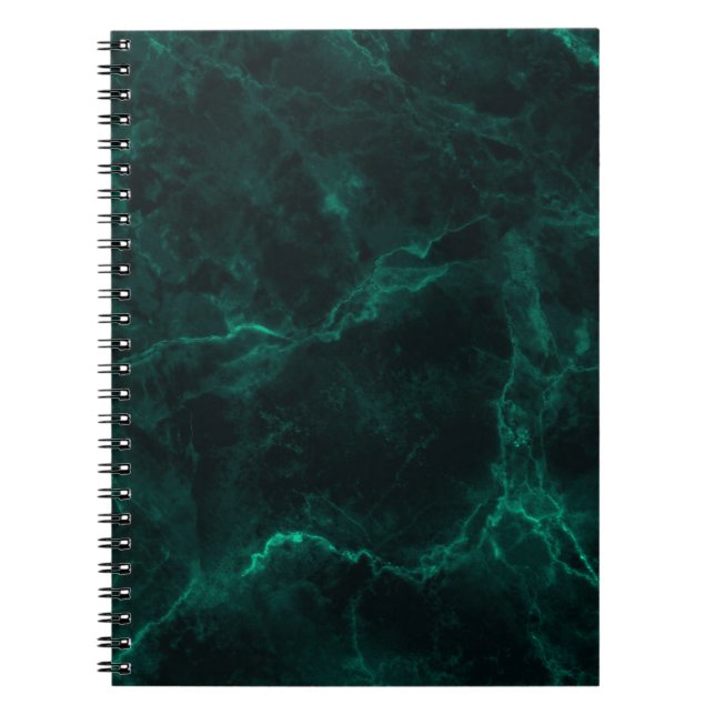 Caderno Espiral Textura verde escura de mármore (Frente)