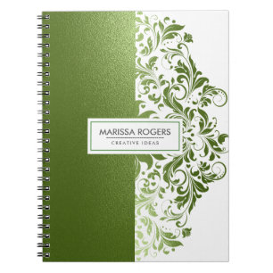 Caderno Espiral Textura verde moderna e espirros em branco