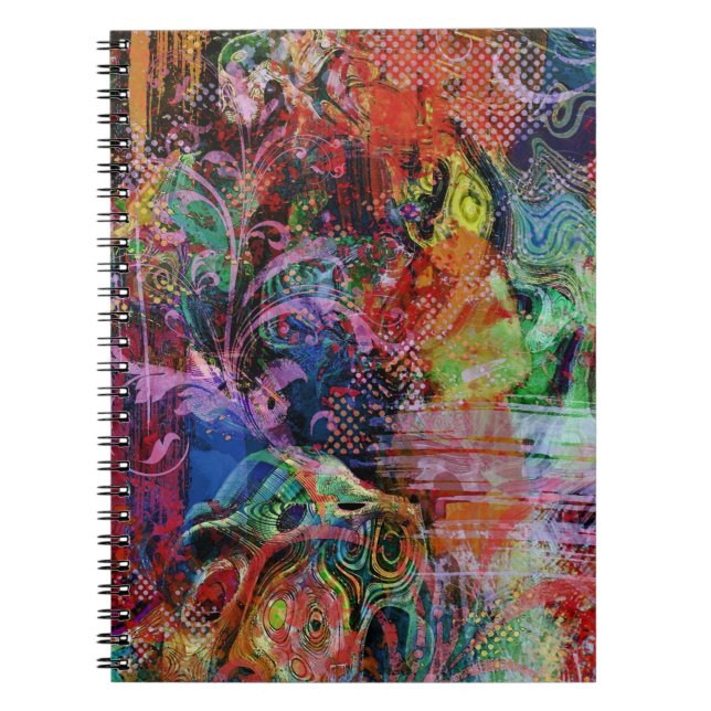 Caderno Espiral Texturas multicoloridas (Frente)