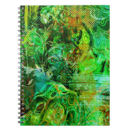 Caderno Espiral Texturas Verdes Itriciadas