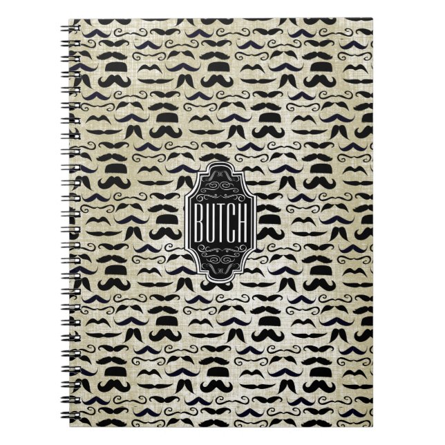 Caderno Espiral Textured Background Chalkboard Mustache Pattern (Frente)