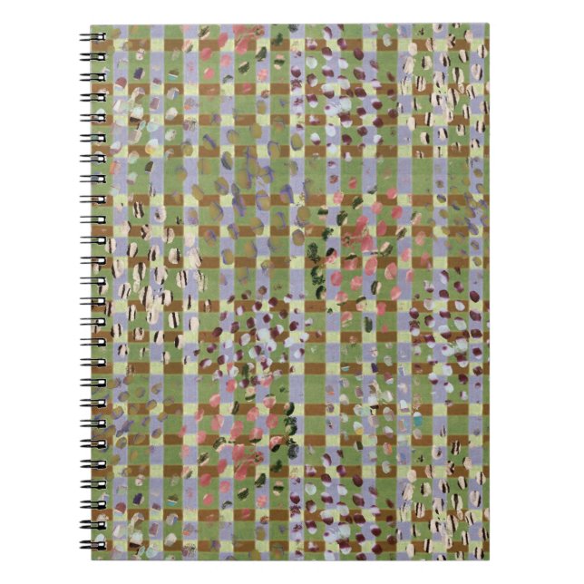 Caderno Espiral Textured Pointillism Grid Pattern Artwork (Frente)
