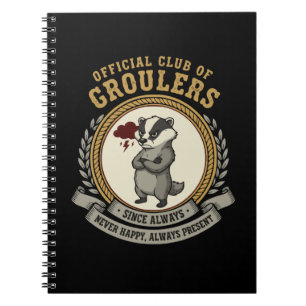 Caderno Espiral Texugo Mal-Humorado Engraçado "Clube Oficial dos R