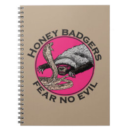 Caderno Espiral Texugos não temem o mal citação da Bíblia rosa