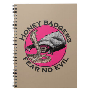 Caderno Espiral Texugos não temem o mal citação da Bíblia rosa
