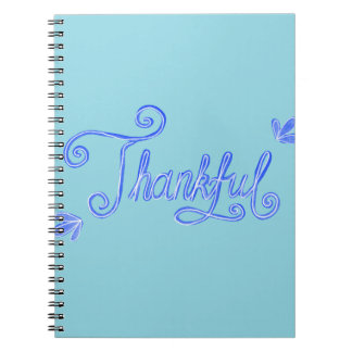 Caderno Espiral Thankful blue hand lettering
