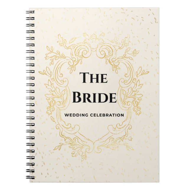 Caderno Espiral The Bride – Gold Frame Wedding Design notebook (Frente)