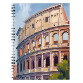 Caderno Espiral The Colosseum Rome Watercolor Travel 