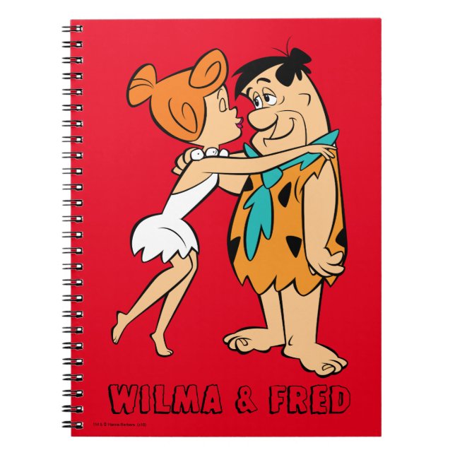 Caderno Espiral The Flintstones | Wilma Kissing Fred (Frente)