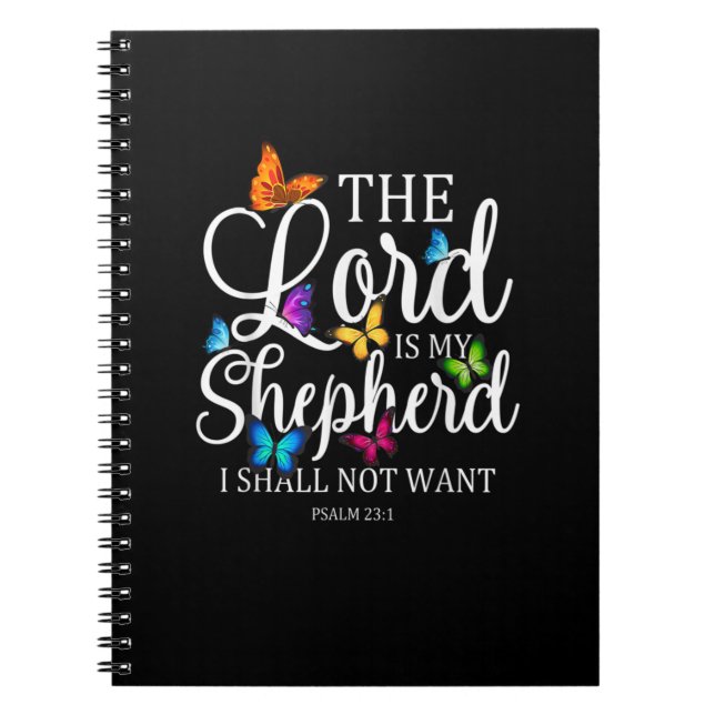 Caderno Espiral The Lord Is My Shepherd Butterfly Art (Frente)