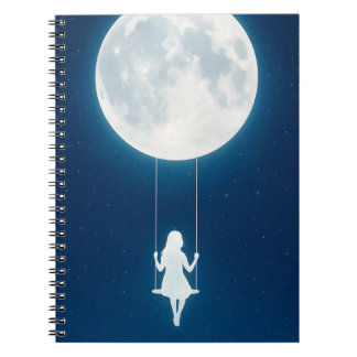 Caderno Espiral The moon, swing and the girl