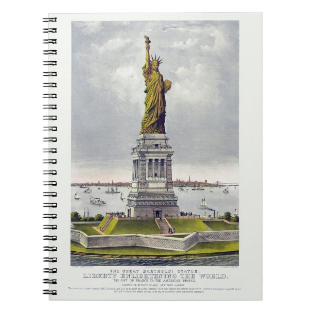 Caderno Espiral The Statue of Liberty, The Great Bartholdi Statue (Frente)