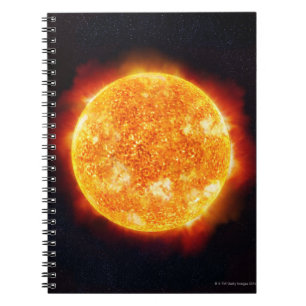 Caderno Espiral The Sun que mostra alargamentos solares contra uma