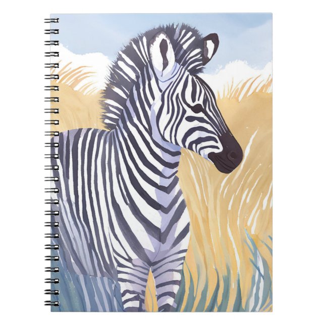 Caderno Espiral The Zebra | Watercolor Safari Animal Nature (Frente)