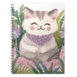 Caderno Espiral This is an adorable kitten resting on the plants