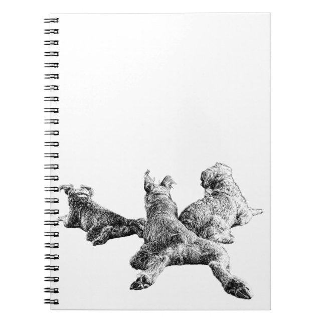 Caderno Espiral Three Dogs Notebook – Peaceful Back View Portrait (Frente)