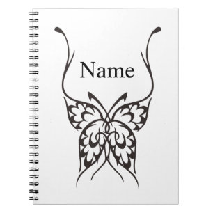 Caderno Espiral Thunder_Cove da Tatuagem de Borboleta Estilizada