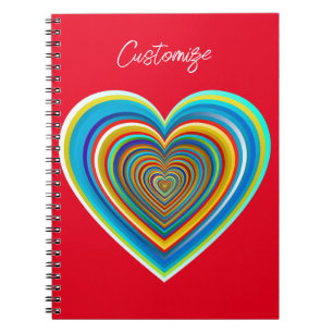 Caderno Espiral Thunder_Cove do Coração de Multicores do Namorados