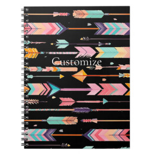 Caderno Espiral Thunder_Cove do Padrão de Seta Multicoloração