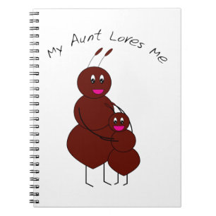 Caderno Espiral Tia Abraçando Fofa e Família Doce Formiga Cartoon