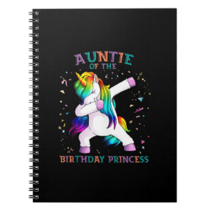 Caderno Espiral Tia de aniversário Princesa Dab Unicorn tia Rainb