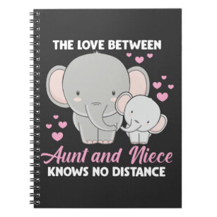 Caderno Espiral Tia e Niece adoram corações elefantes da família t