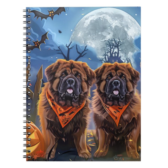 Caderno Espiral Tibetano Mastiff Halloween Spooky (Frente)
