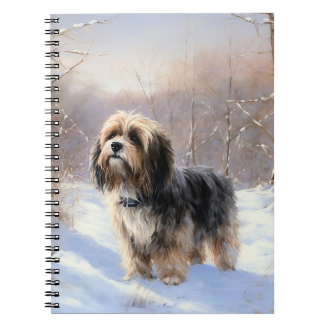 Caderno Espiral Tibetano Terrier deixa nevar o Natal (Frente)