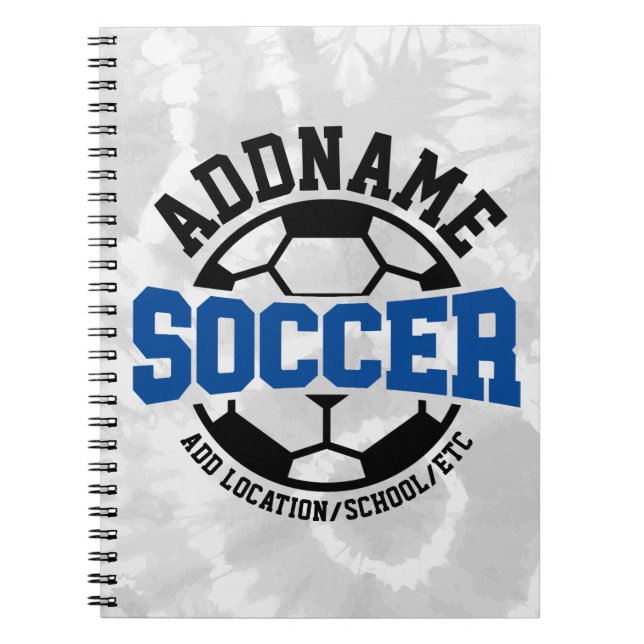 Caderno Espiral Tie-Dye da Equipe do Jogador de Futebol do ADD Per (Frente)