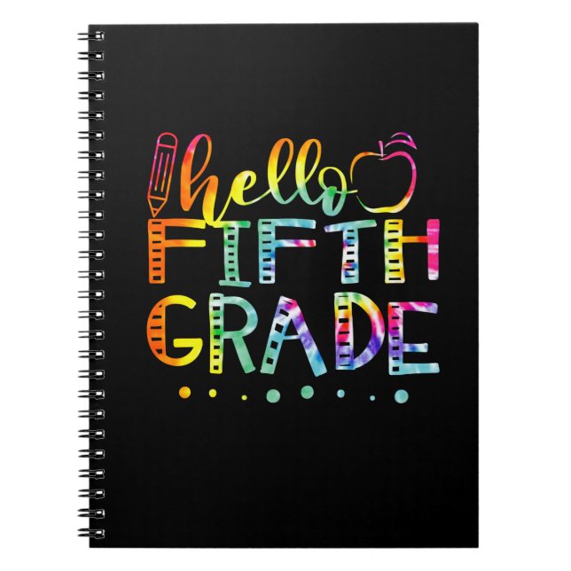 Caderno Espiral Tie Dye Hello fIFTH TH Grau Professor (Frente)