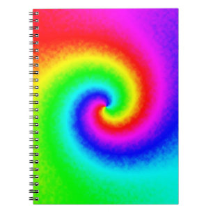 Caderno Espiral Tie Dye Rainbow Swirl Hippie Boho Chic