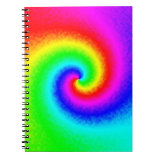 Caderno Espiral Tie Dye Rainbow Swirl Hippie Boho Chic (Frente)